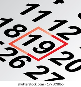 nineteenth day of the calendar vector