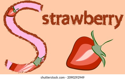 The nineteenth letter in the English alphabet. Word starting with the letter "S". Strawberry.