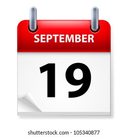 Nineteenth September in Calendar icon on white background