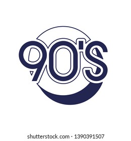 nineties decade number with circle icon