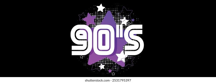 Nineties on black background with stars