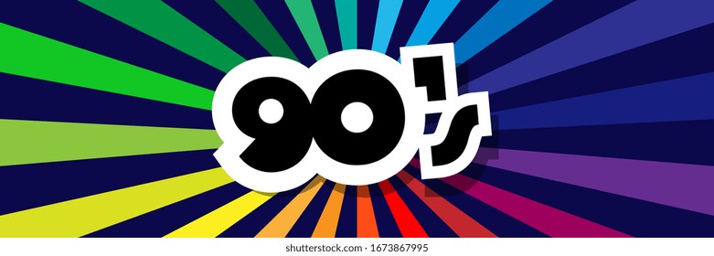 Nineties on radial stripes background