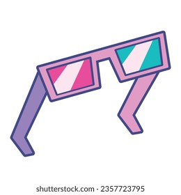 nineties pop art style 3d glasses icon isolated