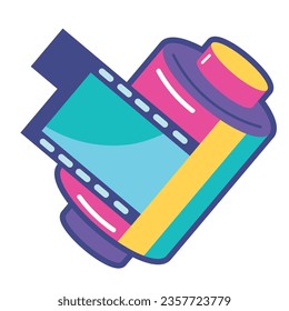 nineties pop art style camera roll icon isolated