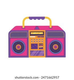 Nineties pop art style radio on white background.