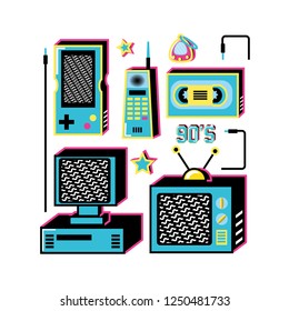 nineties retro set icons