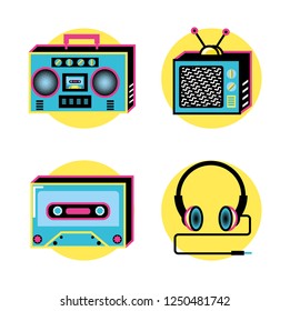 nineties retro set icons