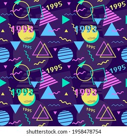 Nineties seamless vector pattern. 80s-90s Memphis style vector texture.