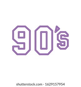 nineties sign retro style neon light vector illustration design
