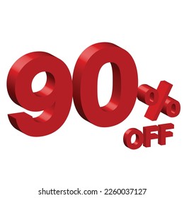 ninety 90 percent off 3d vector illustration 