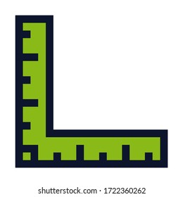Ninety Degree Ruler. Angle Square Ruler. Simple Vector Color Icon.