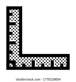 Ninety Degree Ruler. Angle Square Ruler. Icon Filled with Dots.