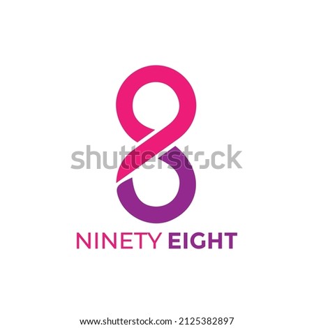 Ninety Eight, 98, 9 8, Minimal Logo design with creative concept, Creative Minimalist and superlative logo design vector