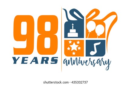 Ninety Eight Years Gift Box Ribbon Anniversary 