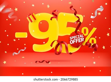 Ninety five percent sale off special offer vector promo banner