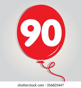 ninety  logo with balloon. Vector illustration.