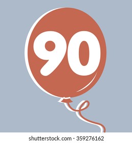 ninety logo with balloon. Vector illustration.