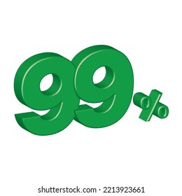 ninety nine 99 3d plastic effect number percentage symbol