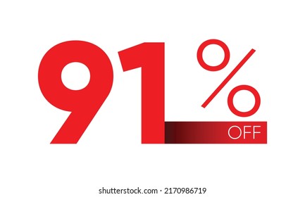 noventa y un descuento en la tipografía vectorial. 91 por ciento fuera del vector, noventa y un vector tipografía