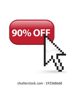 Ninety Percent Off Button Click