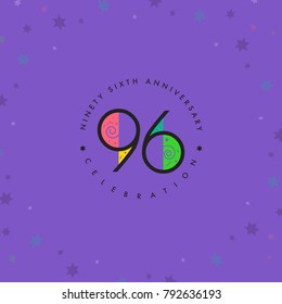 Ninety six years, 96th Anniversary Celebration Logo Design, Number 96 Icon Vector Template.