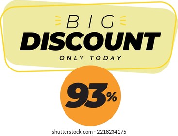 Ninety three 93 percent big discount sale banner label yellow