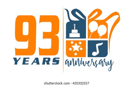 Ninety Three Years Gift Box Ribbon Anniversary 