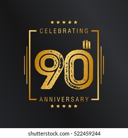 Ninety years anniversary celebration logotype. 90th year anniversary logo collection. Anniversary label. Anniversary logo template. Anniversary sign. Vector Illustration