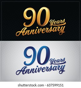 ninety years anniversary celebration logotype. 90th anniversary logo