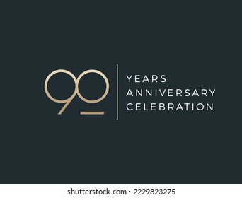 Ninety years celebration event. 90 years anniversary sign. Vector design template.