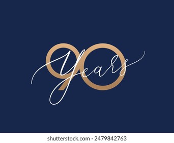 Ninety years celebration event. 90 years anniversary sign. Vector design template.