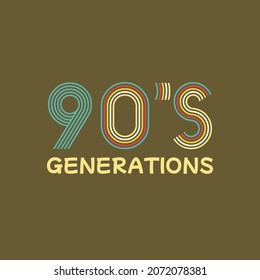 ninety's generation vector. nice to print on t-shirt ,stickers and any merchandise . vintage design concept 