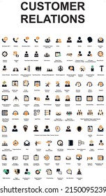 Ninety-three Customer relations icons covering most relevant human resources and marketing situations to make your design special and standout.