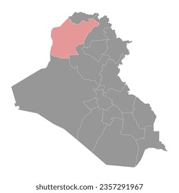 Nineveh Governorate map, administrative division of Iraq. Vector illustration.