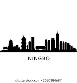 Ningbo with China Skyline Silhouette, and Cityscape.