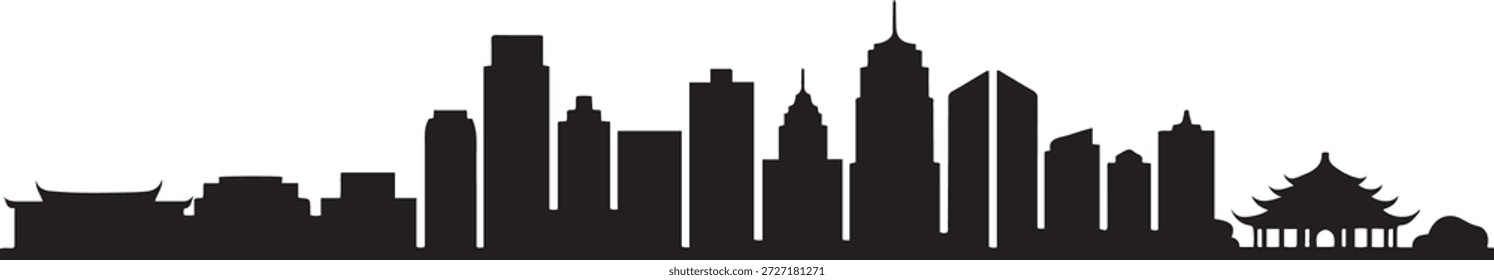 Horizonte de Ningbo. silueta negra del Vector del diseño
