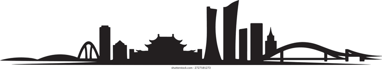 Horizonte de Ningbo. silueta negra del Vector del diseño
