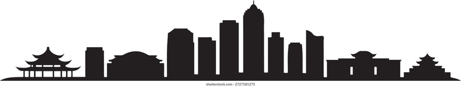 Horizonte de Ningbo. silueta negra del Vector del diseño
