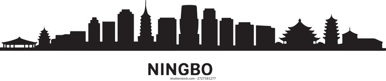 Horizonte de Ningbo. silueta negra del Vector del diseño
