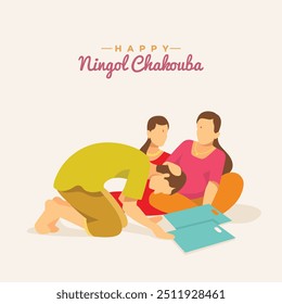 Ningol Chakkouba is a celebration of bond of love between married women and their paternal families in Manipur state, India. Greeting design template for the festival. Vector illustration.