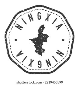 Ningxia, China Map Stamp Retro Postmark. Silhouette Postal Passport. Seal Round Vector Icon. Badge Vintage Postage Design.