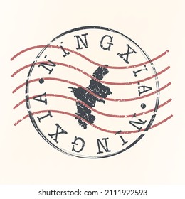 Ningxia, China Stamp Map Postal. Silhouette. Passport Round Design. Vector Icon. Design Retro Travel National Symbol.