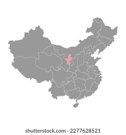 Ningxia Hui Autonomous Region map, administrative divisions of China. Vector illustration.