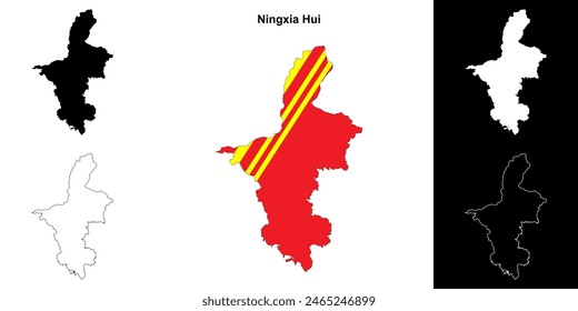 Ningxia Hui province outline map set