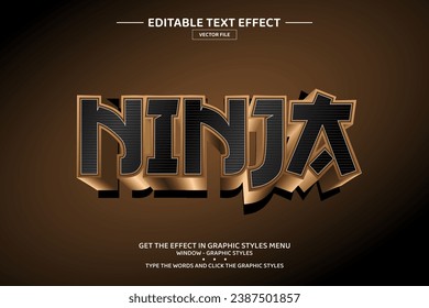 Ninja 3D bearbeitbare Texteffektvorlage