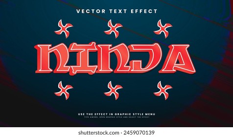 Ninja 3D editable text effect template with bold font concept