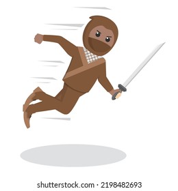 ninja african jumping attack design character on white background