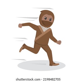 ninja african running design character on white background
