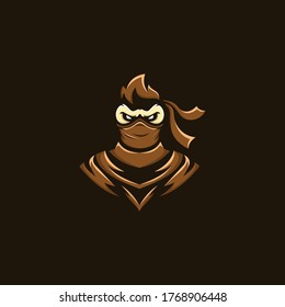 Ninja Ape Illustration Logo. Characters  illustration that can be easily recognized. A monkey or a gorilla in a ninja costume.