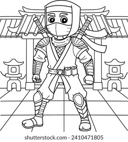 Ninja with Armor Coloring Page for Kids